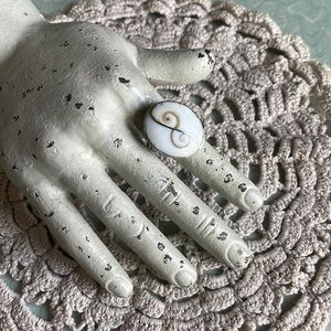 Eye Of Shiva Shell Ring, Sterling Silver, Sz. 5